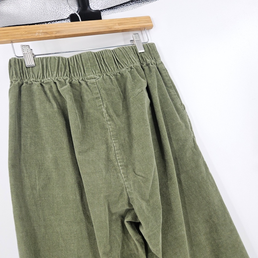 Pact Modern Corduroy Wide Leg Pants Womens Olive Green High Rise Button Fly Sz M - Picture 7 of 10